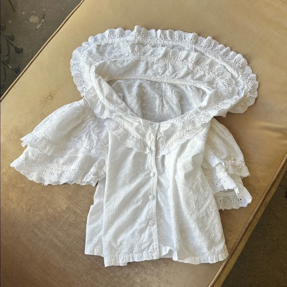 Vintage Ivory Ruffled Blouse - Picture 7 of 9